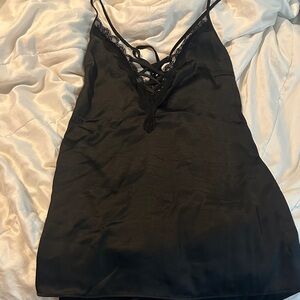 Current Mood Black Lace-Up Chemise